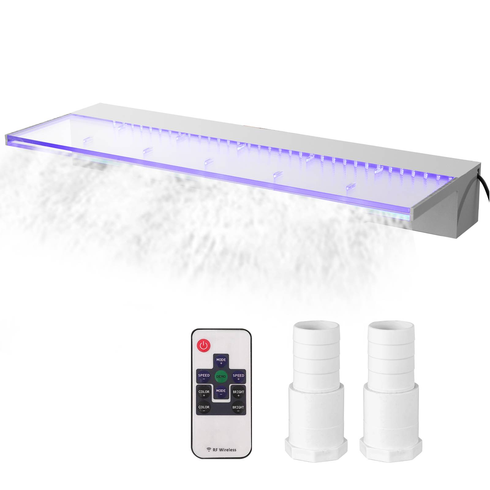 Vevor - VEVOR Fontaine piscine rectangulaire 89x8x21cm, cascade LED télécommande, lumière 17 couleurs, pour décoration. - Image 1