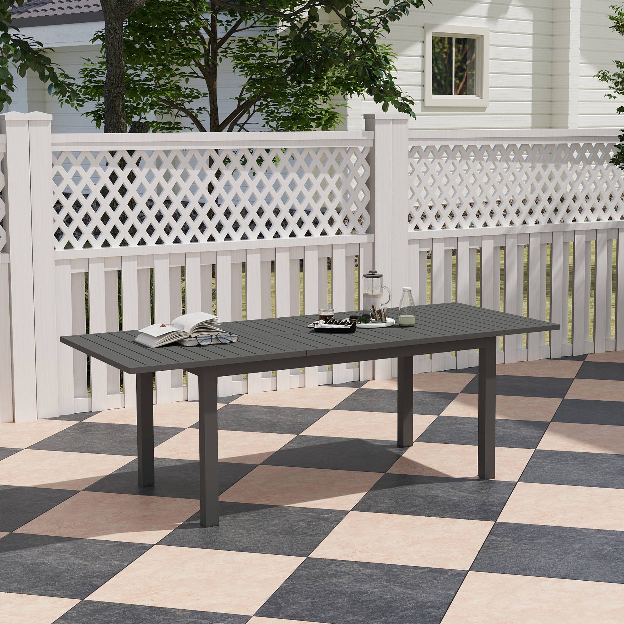 Table de jardin extensible en aluminium, 160/220 x 90 cm, résistante aux intempéries, table de balcon, antidérapante, table de buffet, grise - Image 4