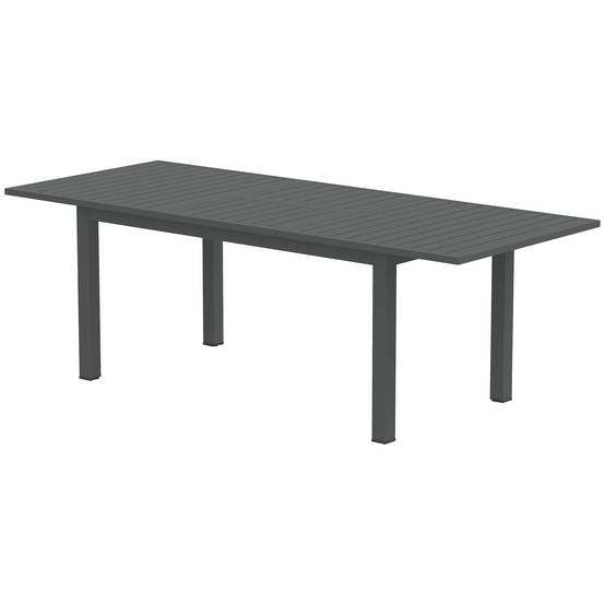 Table de jardin extensible en aluminium, 160/220 x 90 cm, résistante aux intempéries, table de balcon, antidérapante, table de buffet, grise - Image 2
