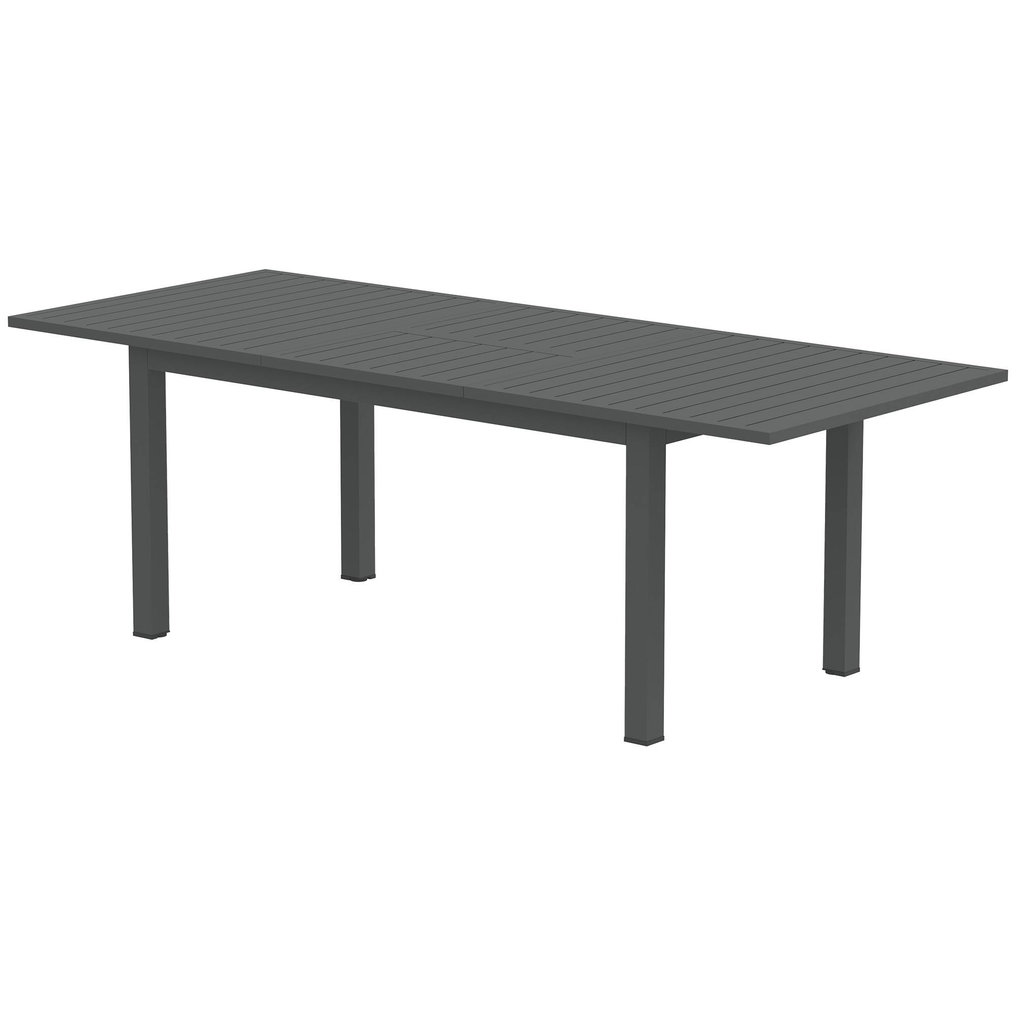 Table de jardin extensible en aluminium, 160/220 x 90 cm, résistante aux intempéries, table de balcon, antidérapante, table de buffet, grise - Image 2