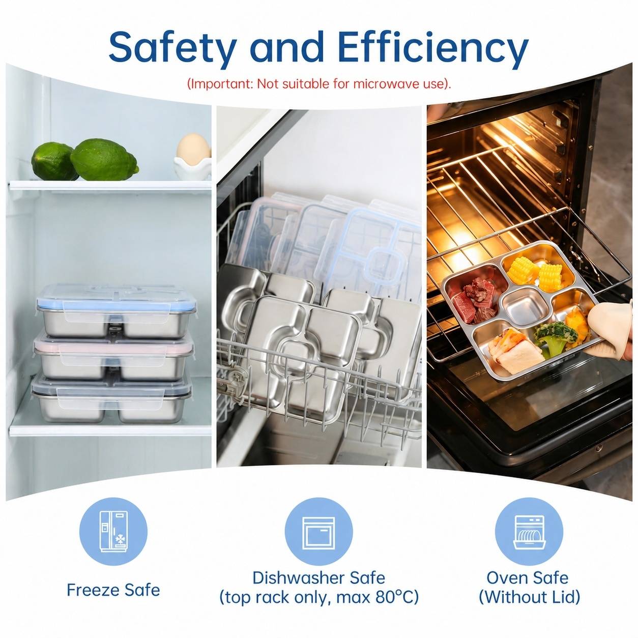 Lot de 2 Boîtes Repas Acier Inoxydable 4 Compartiments - Image 5