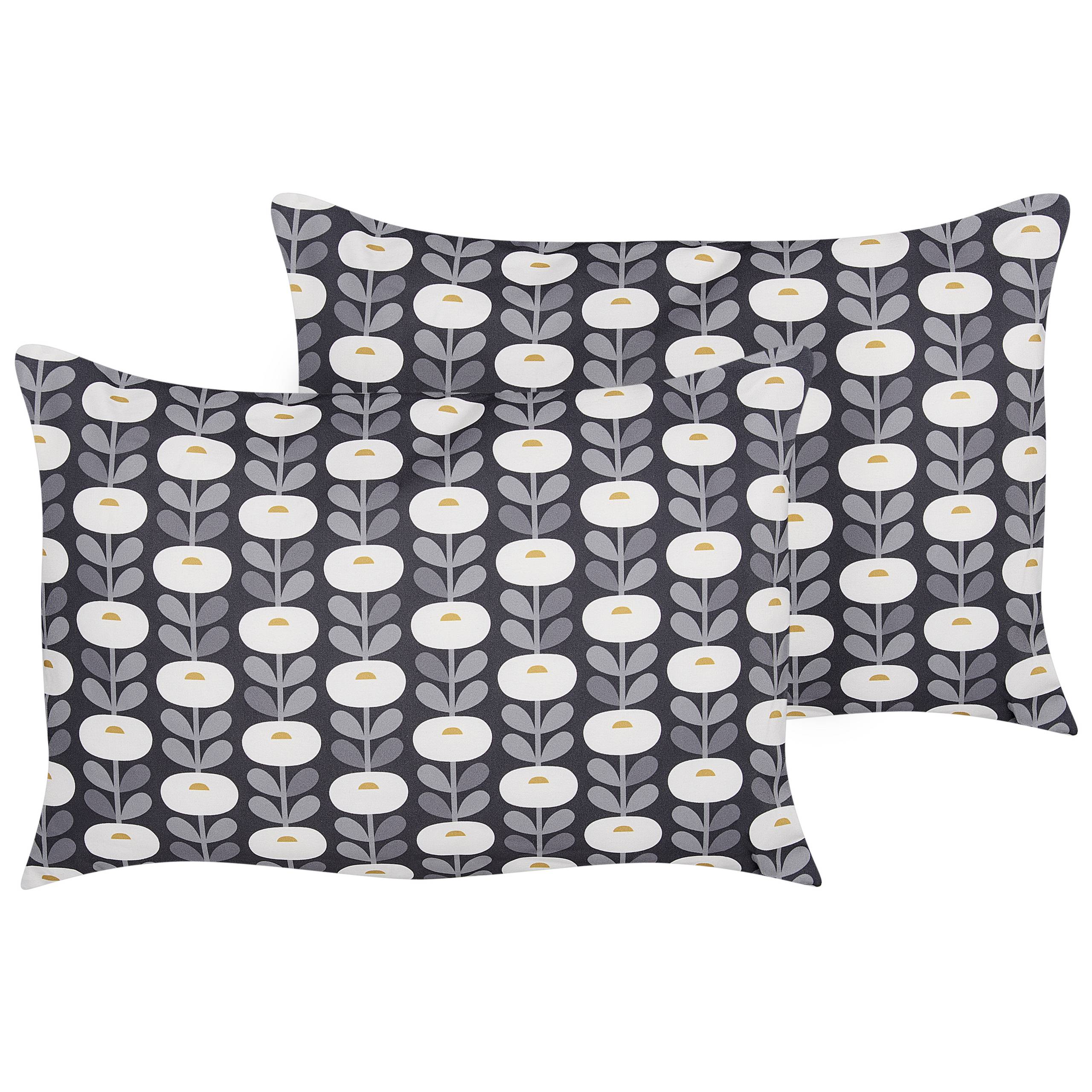 Beliani - Lot de 2 Coussins de Jardin Polyester Gris à Motif Géométrique 40 x 60 cm Décoration Extérieure Moderne Résistant à l\'Eau - Imagen 1