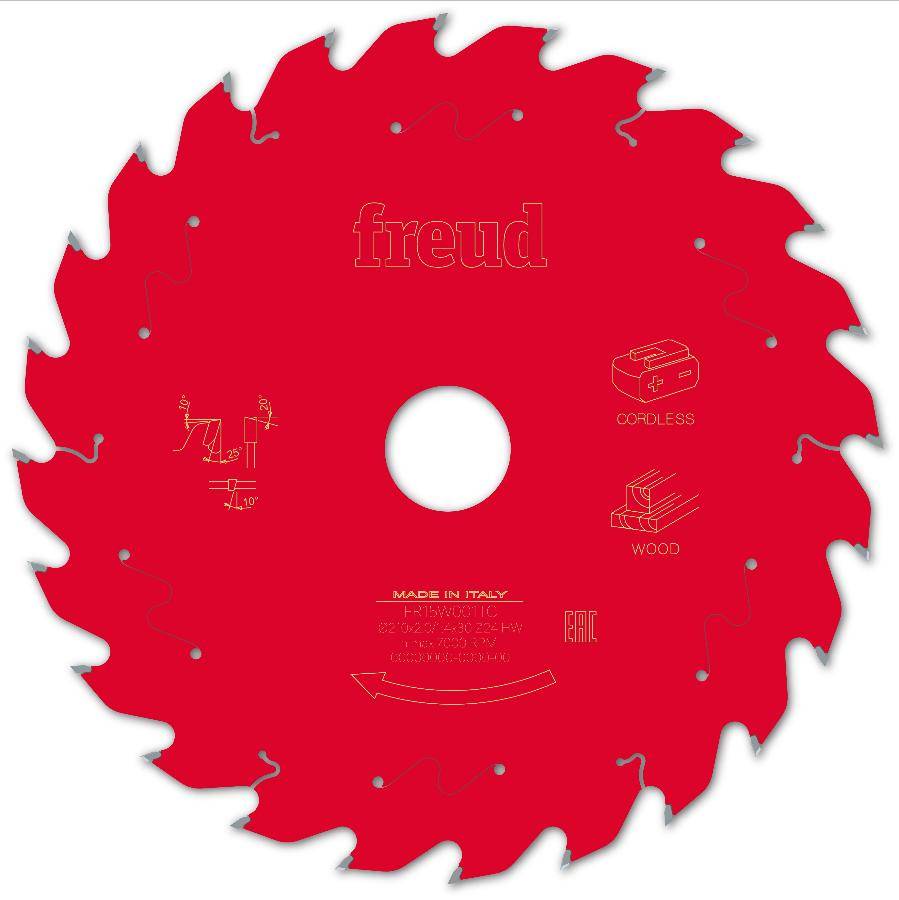 Lame pour scie circulaire portative sans fil FREUD - Ø210 1,7/1,2 AL30 Z24 BA 25° - F03FS10068 -FR15W001TC - Imagen 1