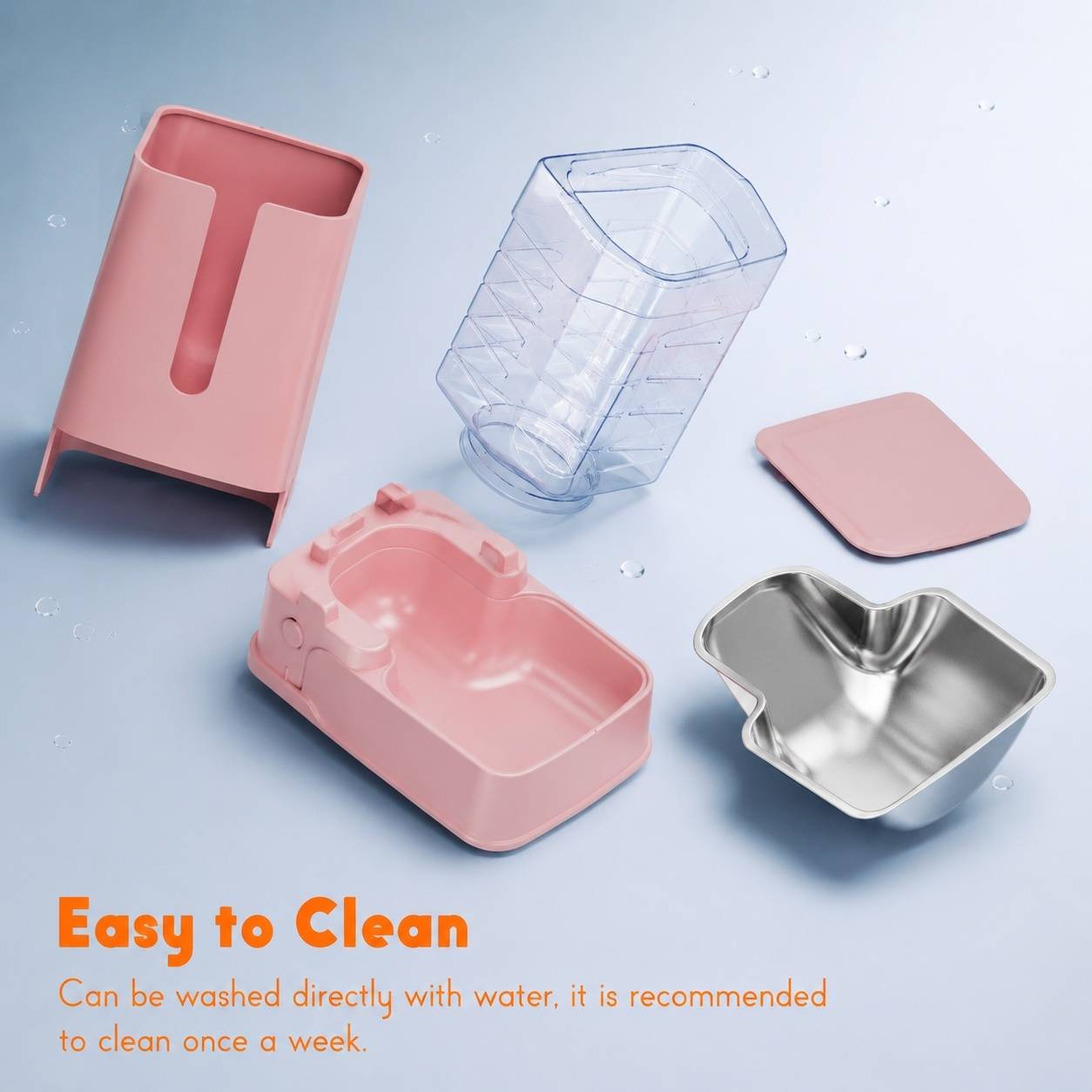 Lot de 2 Distributeurs Automatique Eau Nourriture Animaux 3,8L Acier Inoxydable Sans Électricité - Image 6