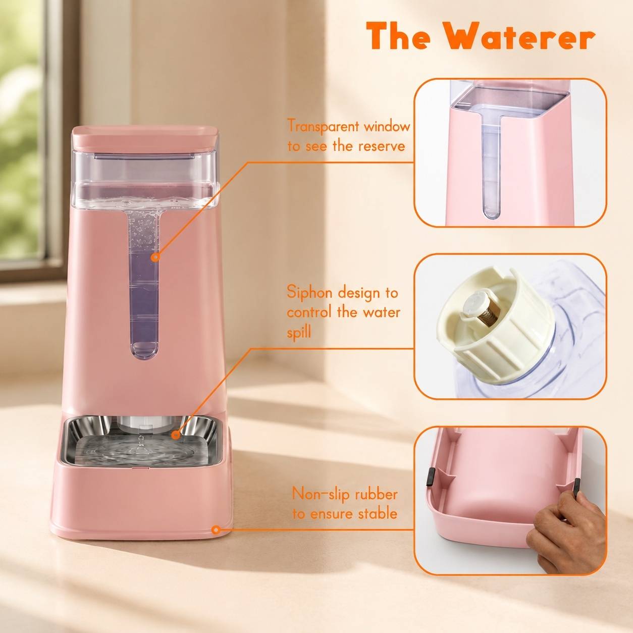 Lot de 2 Distributeurs Automatique Eau Nourriture Animaux 3,8L Acier Inoxydable Sans Électricité - Image 4