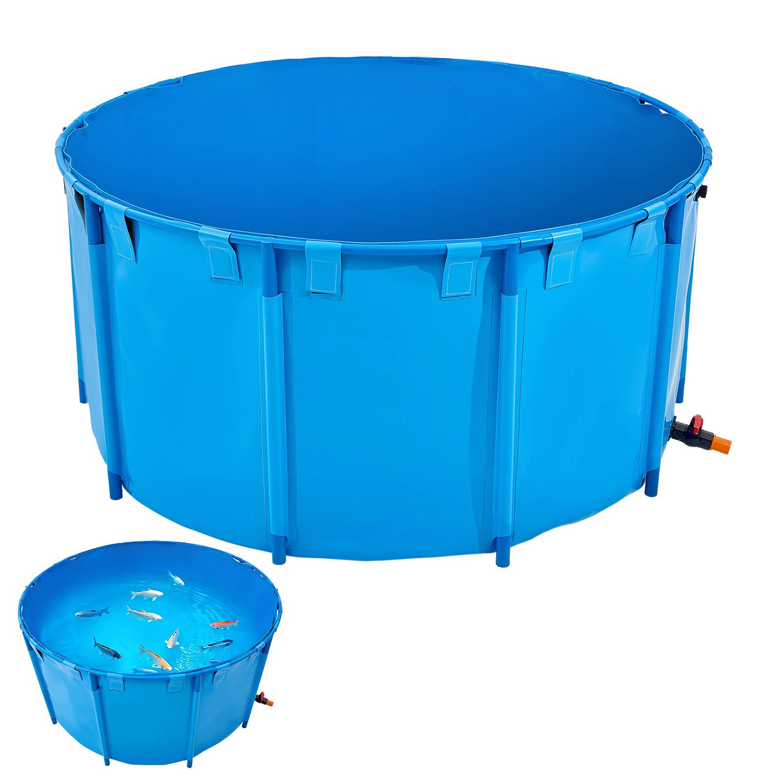 Vevor - VEVOR Bassin à poissons hors sol 3100 L, toile PVC 0,9 mm, cadre plastique stable, vanne de vidange incluse - Image 1
