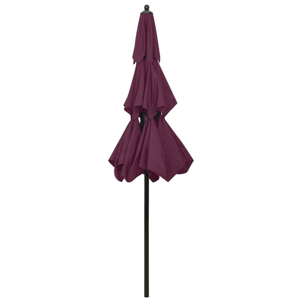 Helloshop26 - Parasol à 3 niveaux avec mât en aluminium 2,5 m bordeaux - Imagen 4