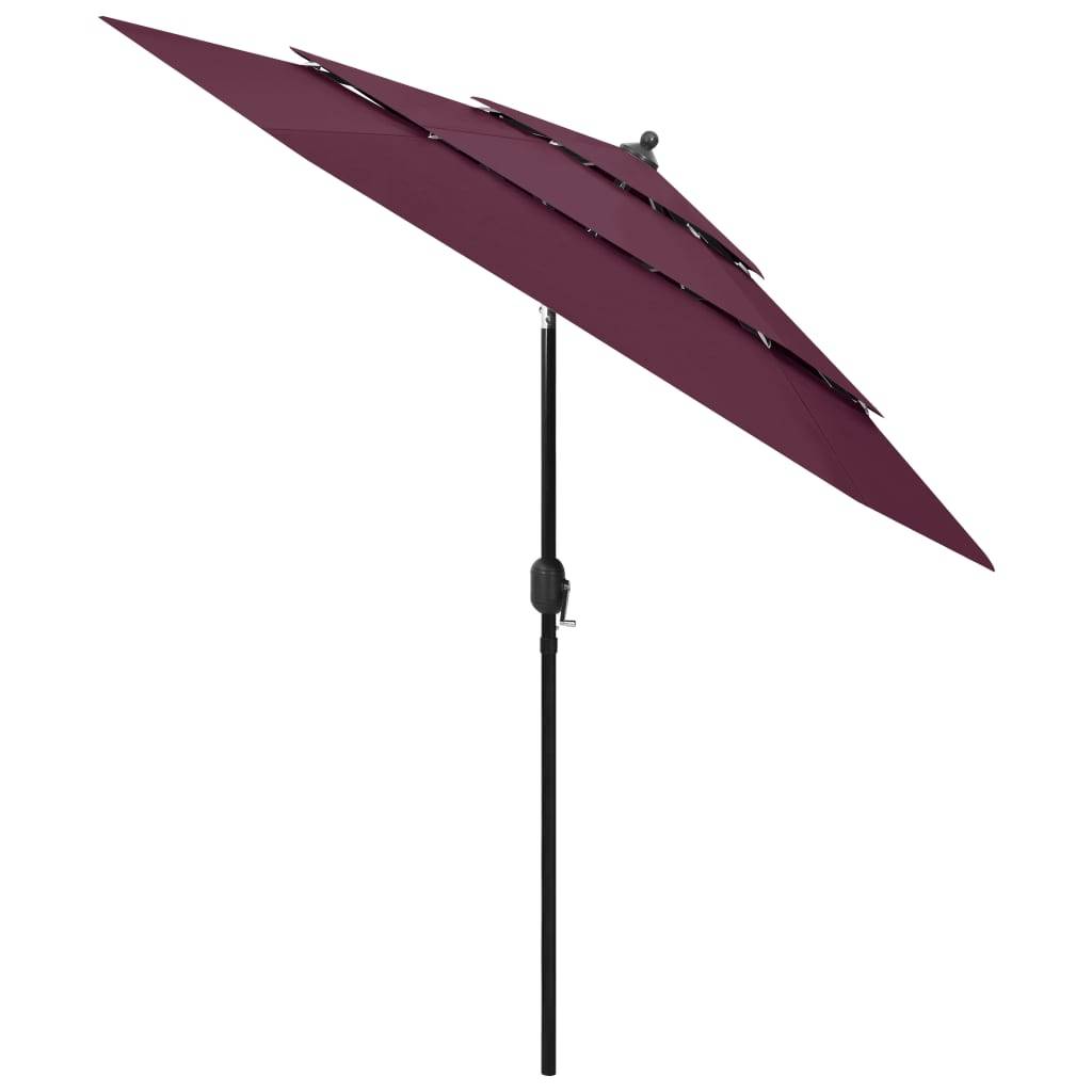 Helloshop26 - Parasol à 3 niveaux avec mât en aluminium 2,5 m bordeaux - Imagen 2