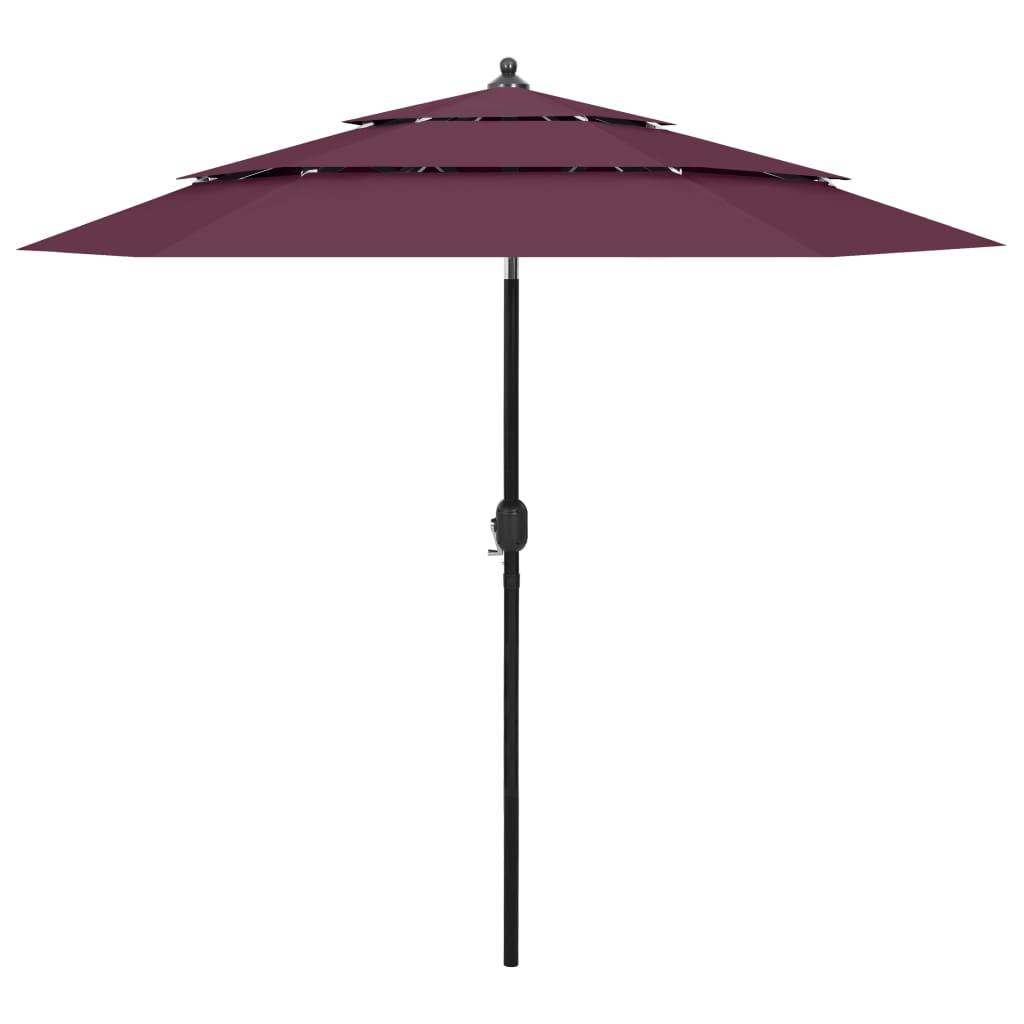Helloshop26 - Parasol à 3 niveaux avec mât en aluminium 2,5 m bordeaux - Imagen 1