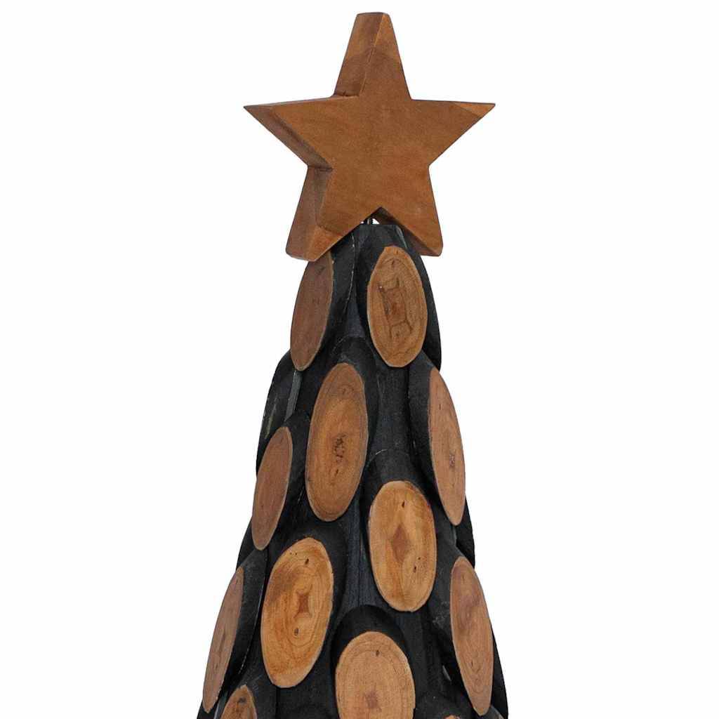 Sapin de Noël en bois de teck massif décoratif pour intérieur Marron 90 cm – ComfortXL Outdoor Living - Image 7