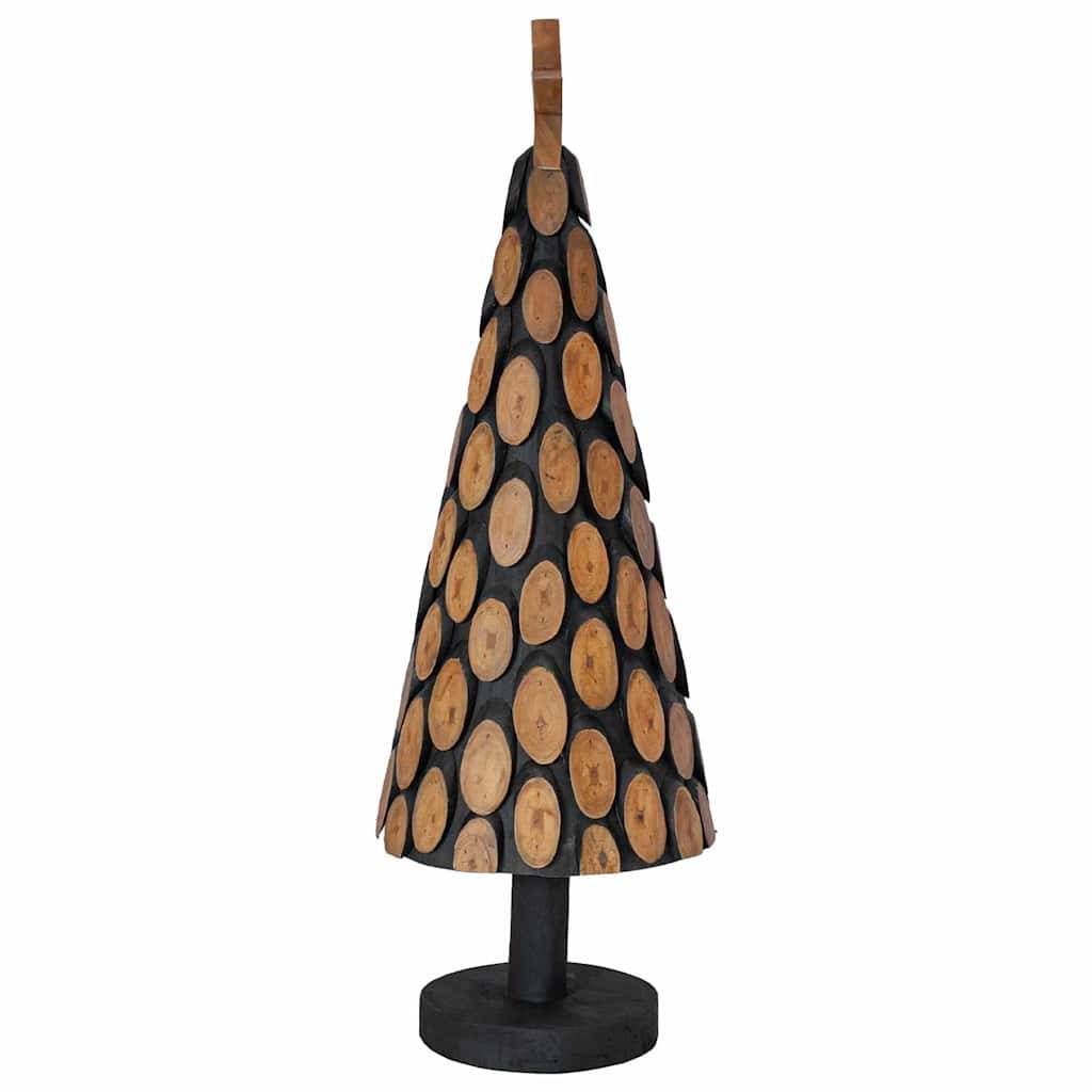 Sapin de Noël en bois de teck massif décoratif pour intérieur Marron 90 cm – ComfortXL Outdoor Living - Image 5