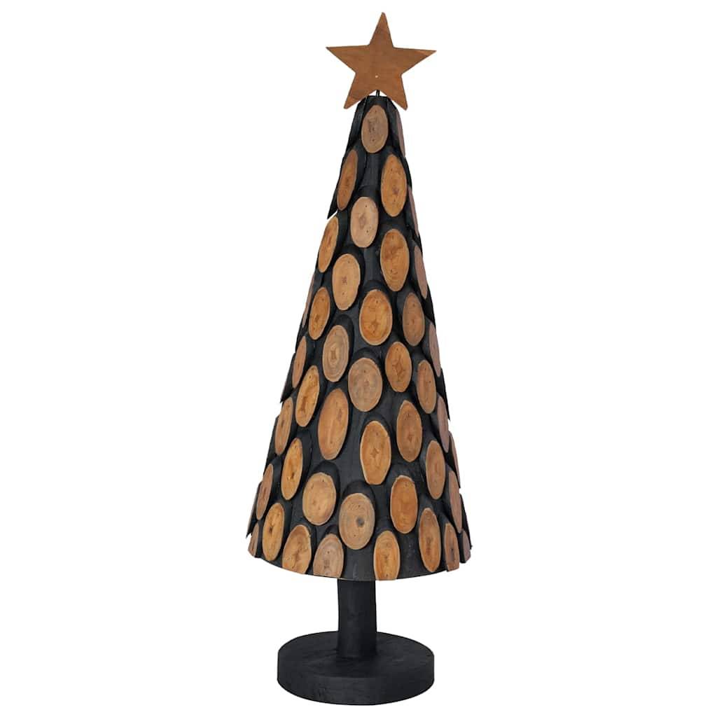 Sapin de Noël en bois de teck massif décoratif pour intérieur Marron 90 cm – ComfortXL Outdoor Living - Image 4