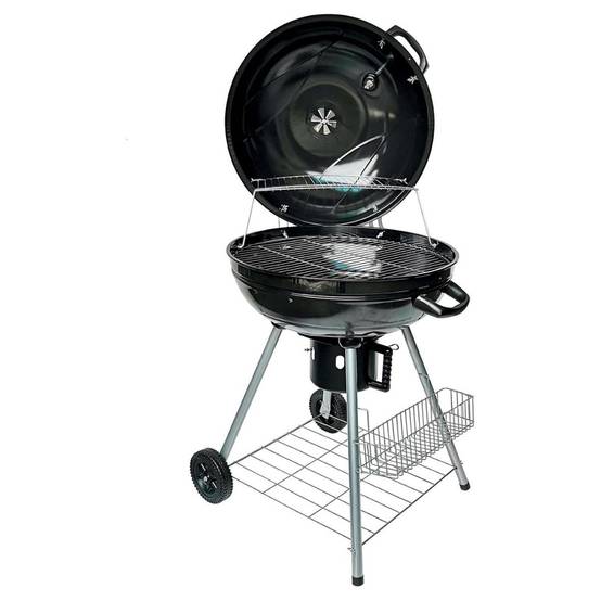 Barbecue à Charbon de Bois Ø54cm Double Grille Cuisson & Couvercle Thermostat Bac à cendres, Barbecue sur roues avec rangement - Image 6
