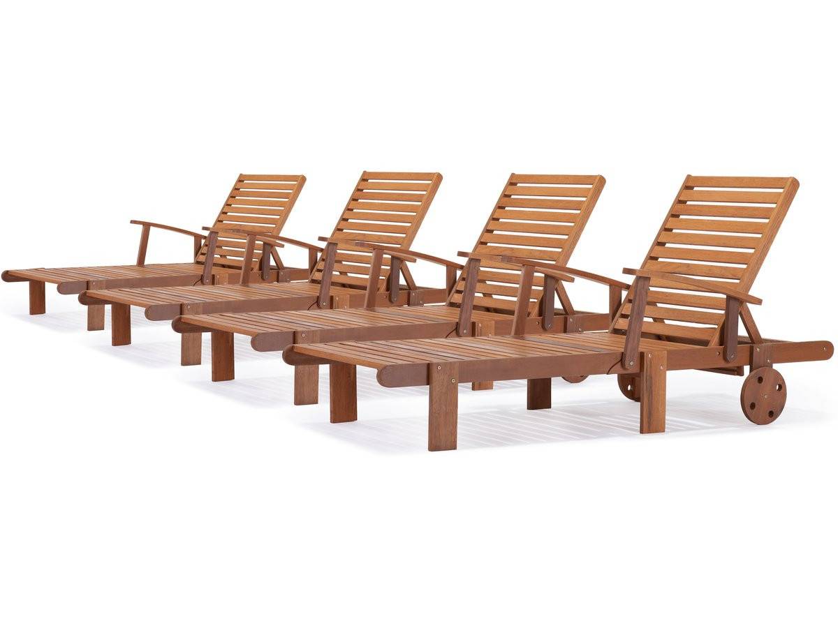 Habitat Et Jardin - Bain De Soleil Pliant En Bois Exotique "tokyo" - Maple - Marron Clair - Lot De 4 -habitat Et Jardin - Imagen 1