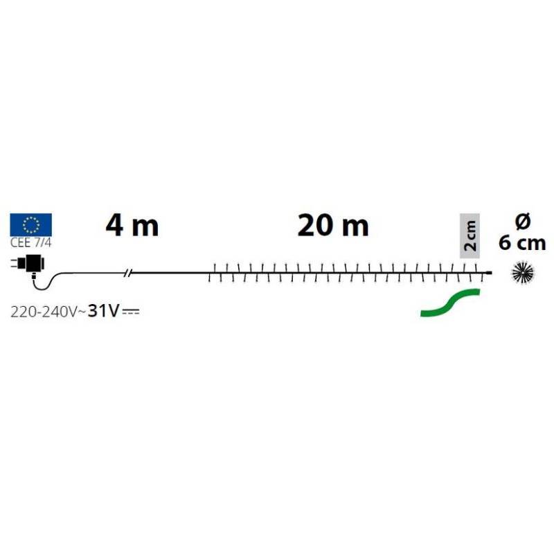 Lotti - Guirlande lumineuse Boa blanc chaud doré 20M D6cm 1000 mini LED Multiflash 31V IP44 Lotti - Imagen 2