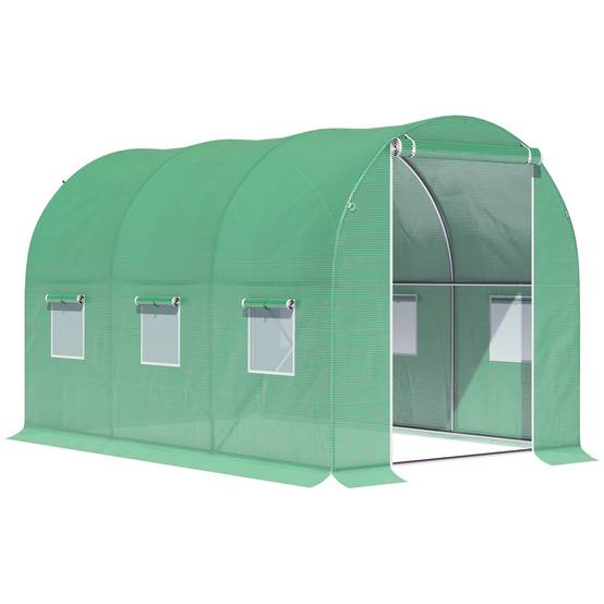 ComfortXL - Serre de Jardin Tunnel 6m² Acier renforcé 6 fenêtres et ancrage au sol 3x2x2m Vert - ComfortXL Outdoor Living - Image 1