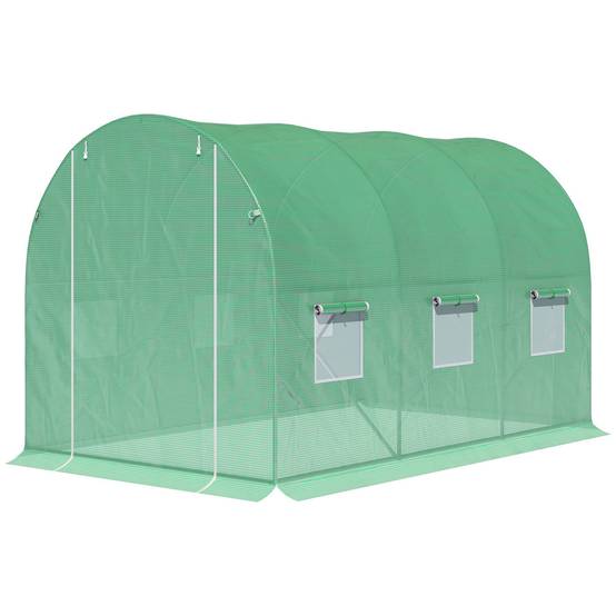 ComfortXL - Serre de Jardin Tunnel 6m² Acier renforcé 6 fenêtres et ancrage au sol 3x2x2m Vert - ComfortXL Outdoor Living - Image 2