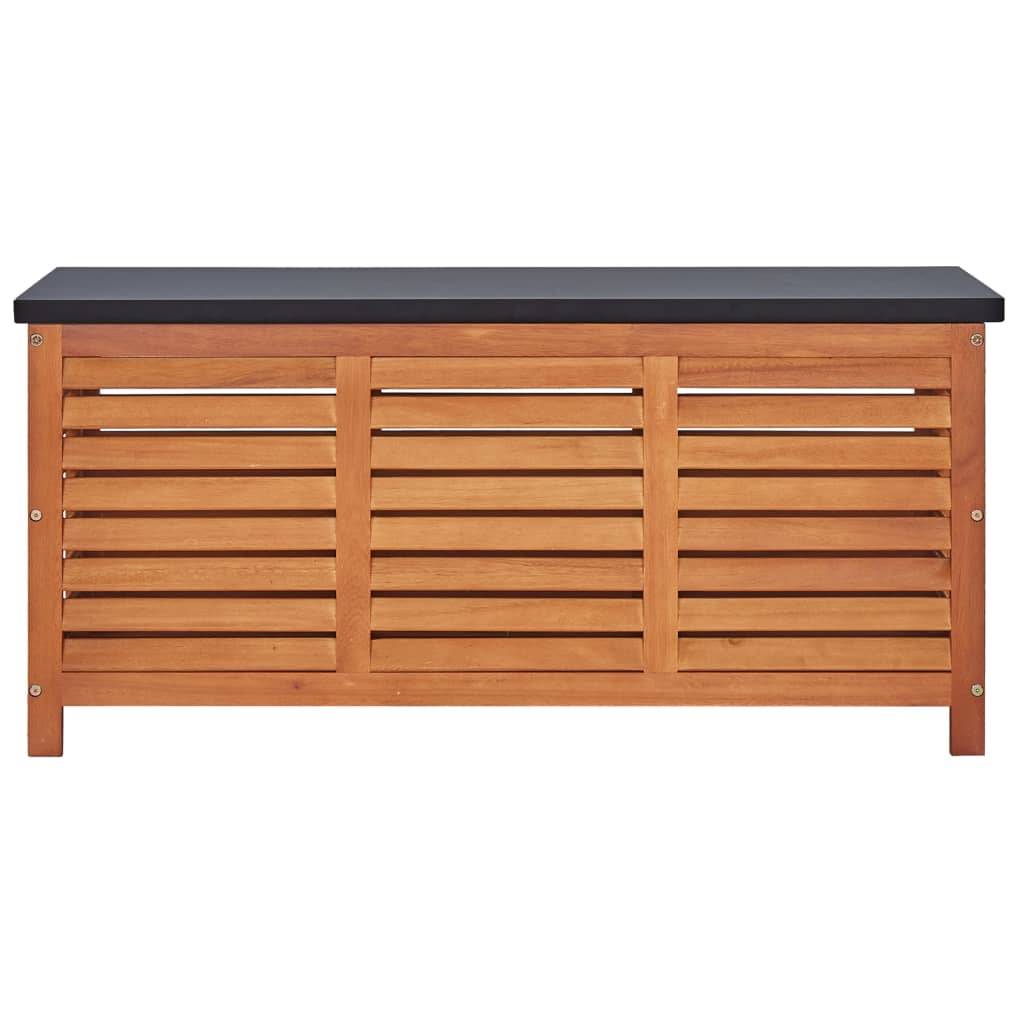 Coffre boîte meuble de jardin rangement 117 x 50 x 55 cm eucalyptus solide marron et noir - Image 2