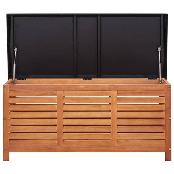 Coffre boîte meuble de jardin rangement 117 x 50 x 55 cm eucalyptus solide marron et noir - Image 4