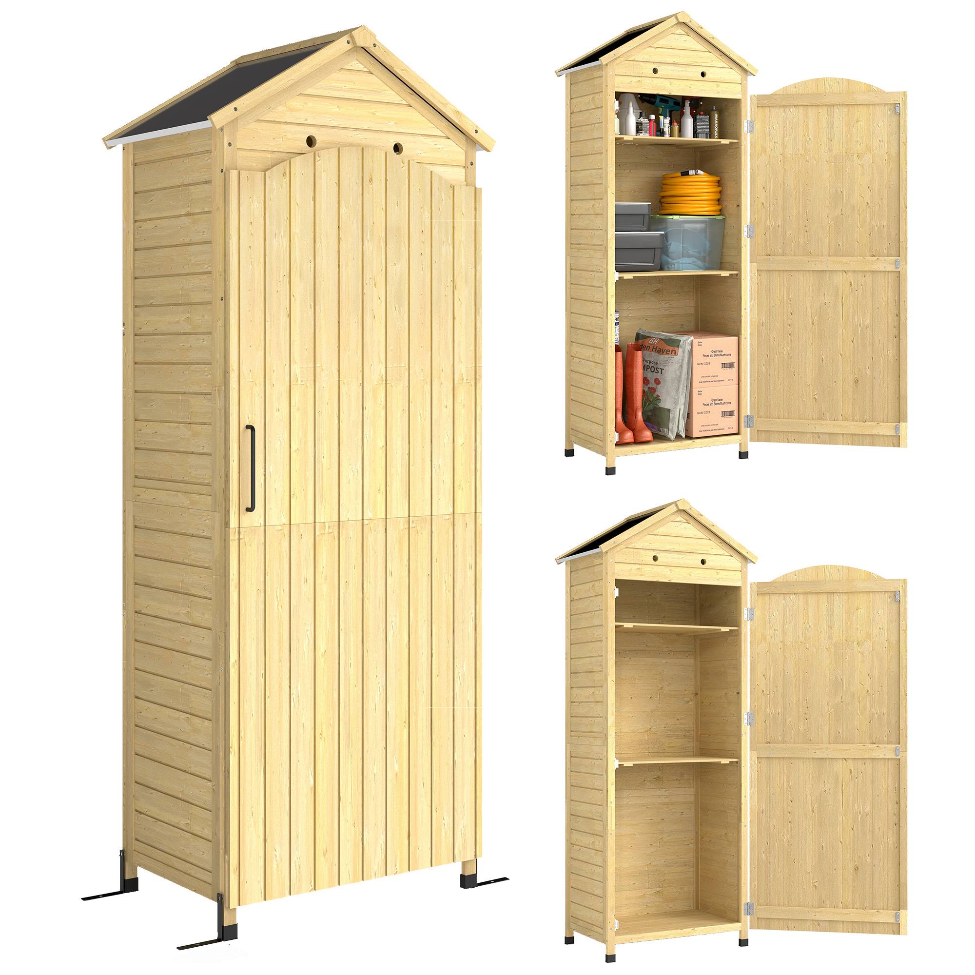 Armoire bois très haute, étagère réglable, porte magnétique, toit galvanisé, ventilation - Image 1
