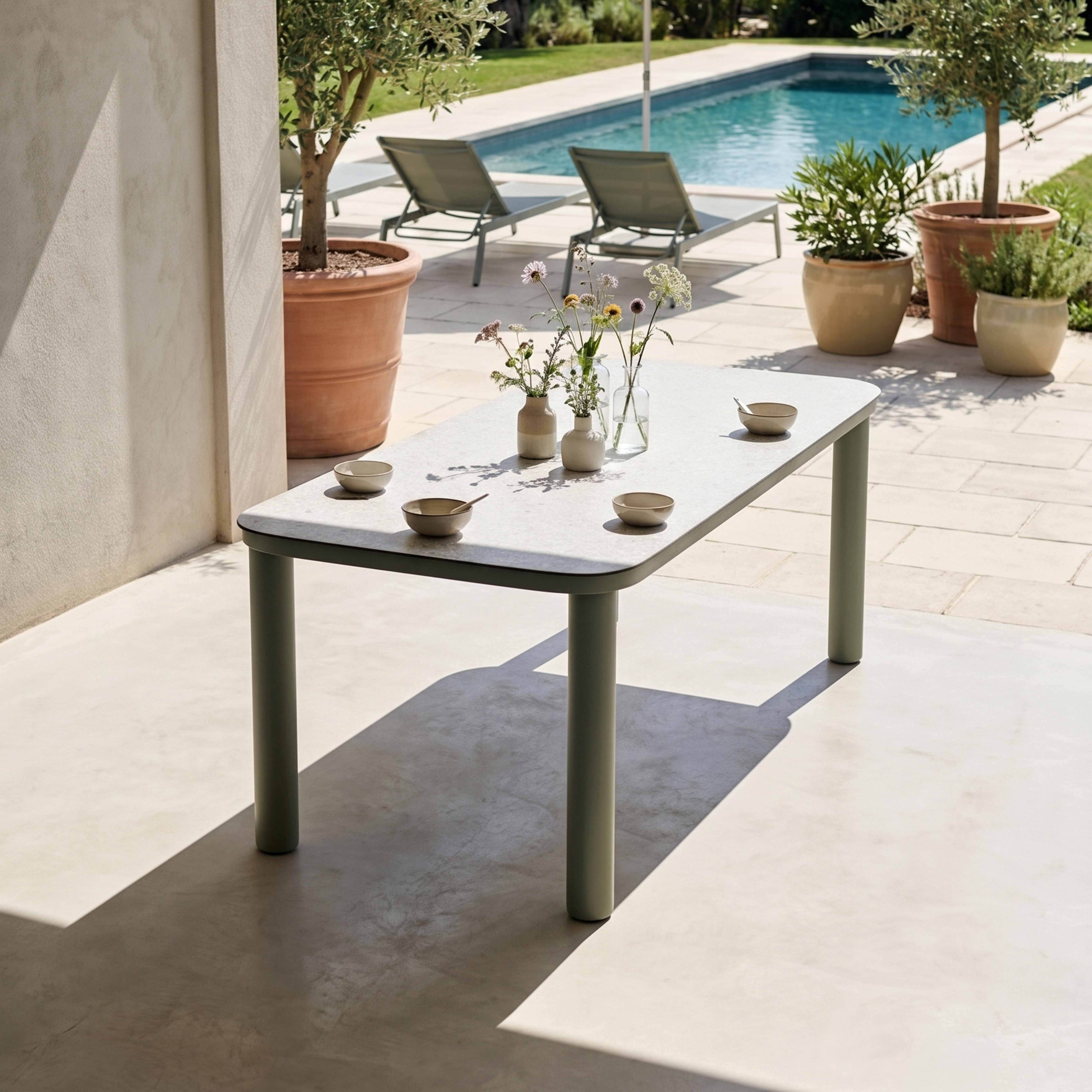 Oviala - Table de jardin structure en aluminium 8 personnes L213x90cm vert Nocera - Oviala - Image 2