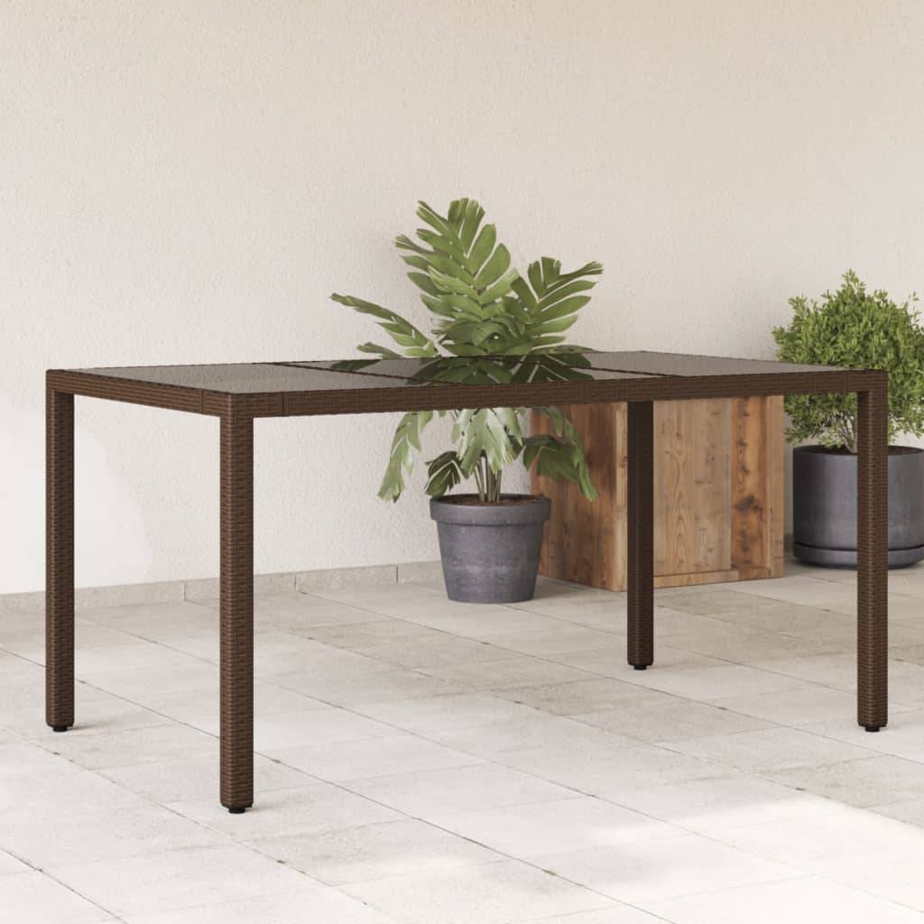 PANGIVO - Table de jardin résine tressée verre trempé marron 150 x 90 x 75 cm - PANGIVO - Image 1