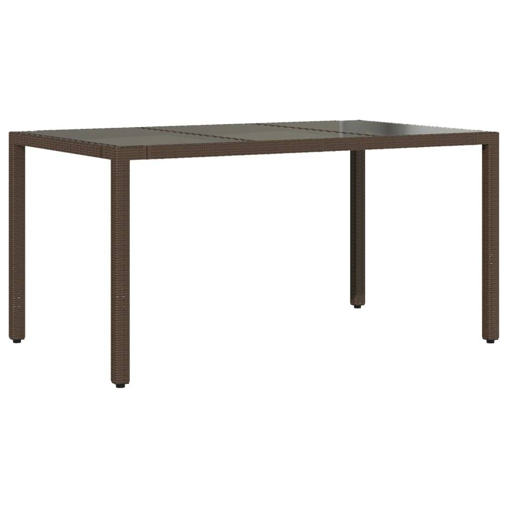 PANGIVO - Table de jardin résine tressée verre trempé marron 150 x 90 x 75 cm - PANGIVO - Image 2