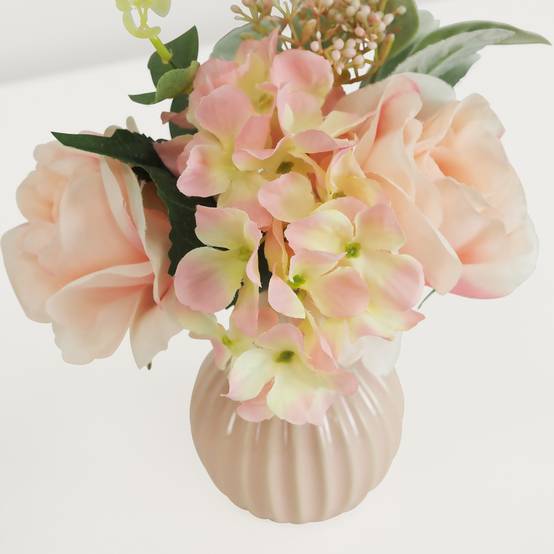 Ligne Deco - Bouquet artificiel de fleurs roses en pot 25cm lot de 2 Ligne Déco - Image 4