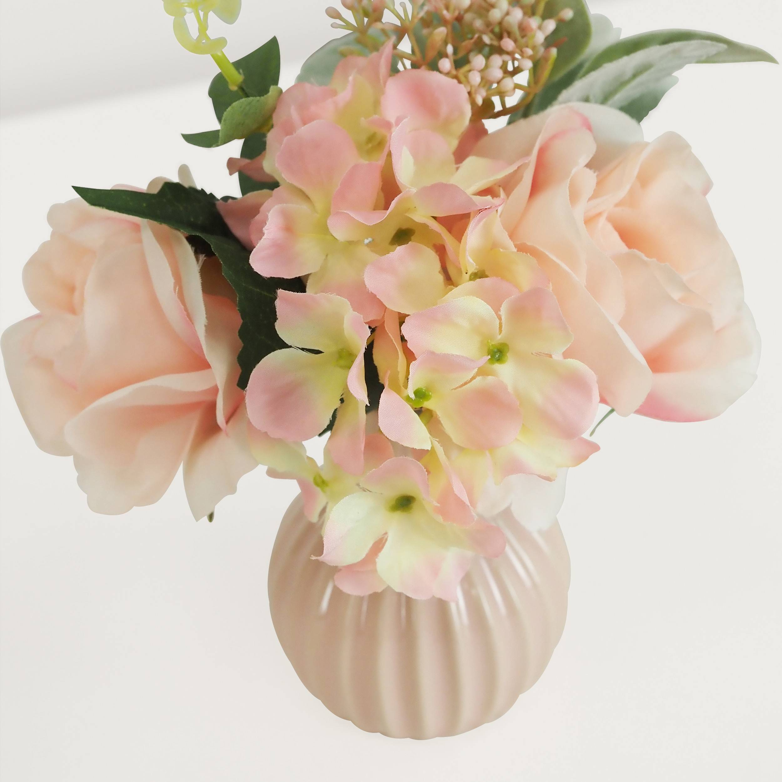 Ligne Deco - Bouquet artificiel de fleurs roses en pot 25cm lot de 2 Ligne Déco - Image 4