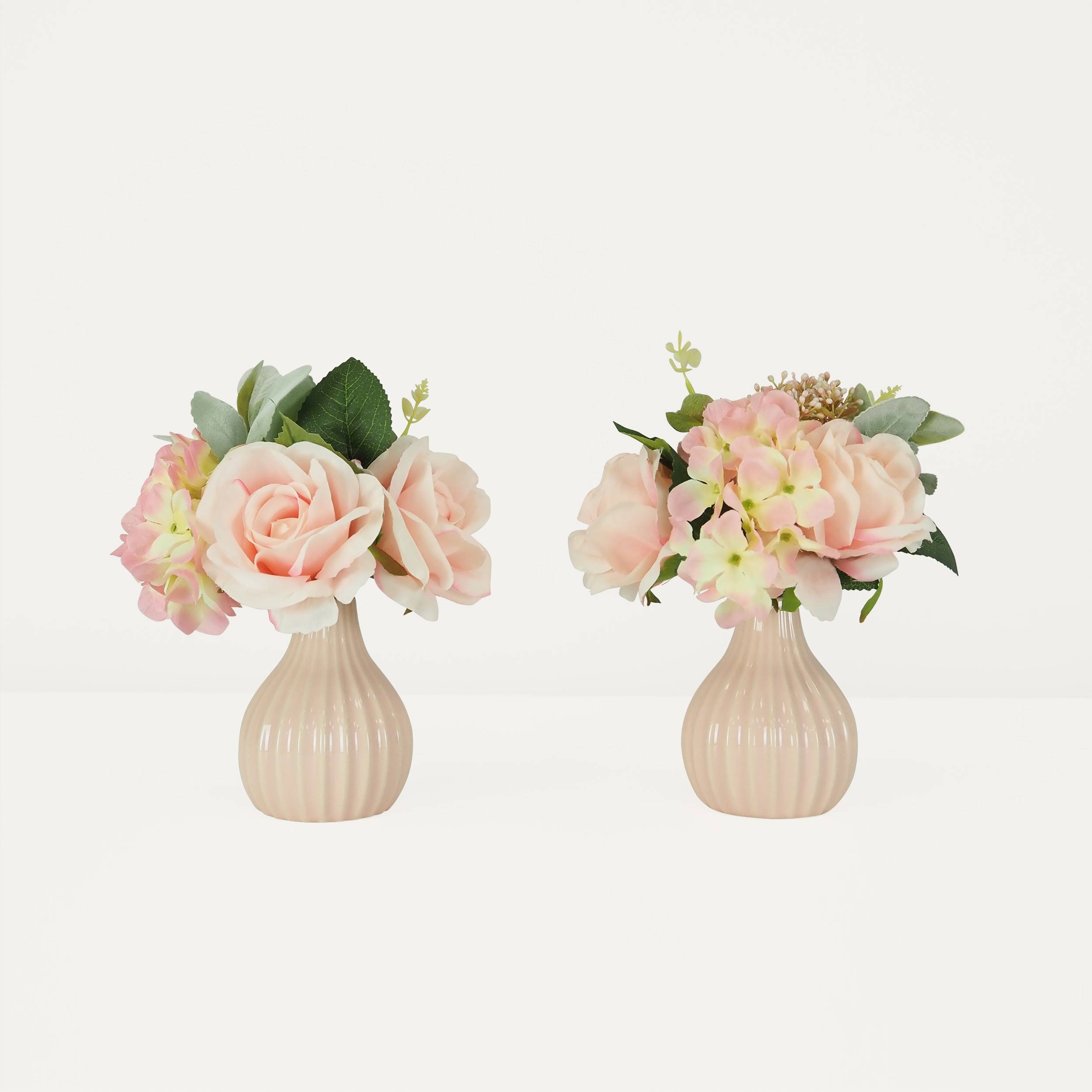 Ligne Deco - Bouquet artificiel de fleurs roses en pot 25cm lot de 2 Ligne Déco - Image 1
