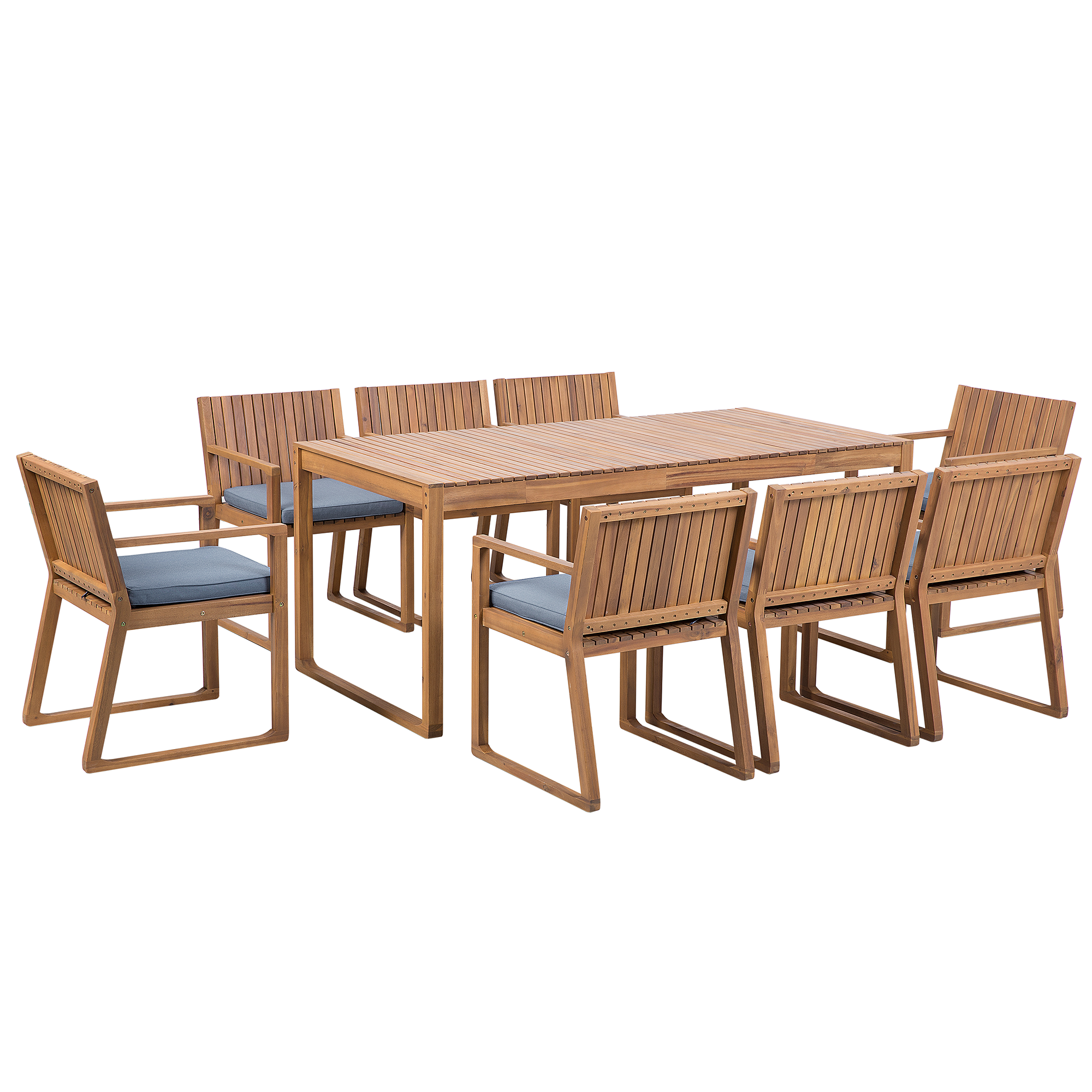 Beliani - Ensemble de Jardin composé d'une Table 180 x 90 cm et de 8 Chaises en Bois d'Accacia avec Coussins d'Assise Bleus Beliani - Imagen 1