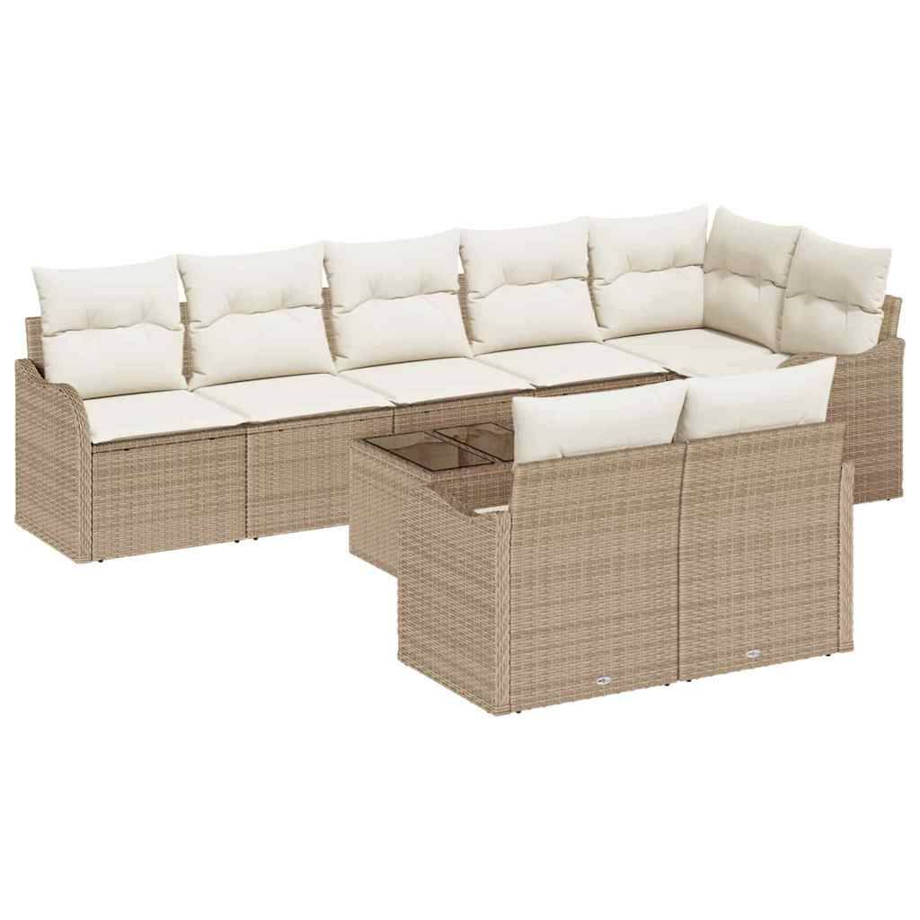 Salon de Jardin 8 Places en Polyrotin Design Modulable avec Coussins Déhoussables Beige – ComfortXL Outdoor Living - Image 2