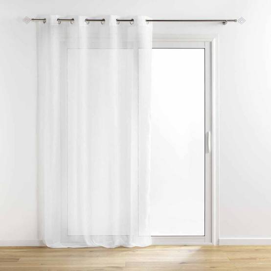 Rideau Voilage à Œillets "Sunline" 140x240cm Blanc & Argent - Image 1
