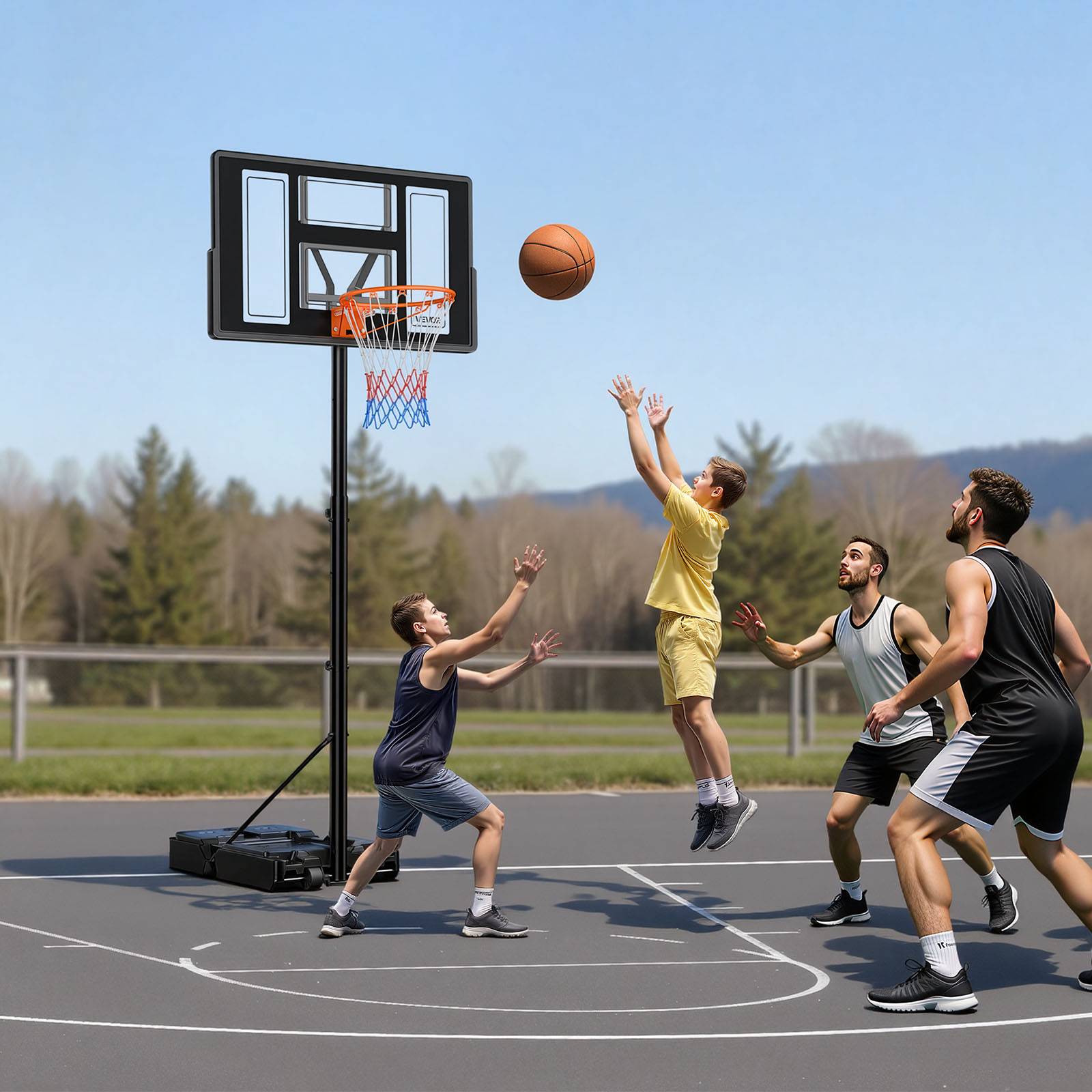Vevor - VEVOR Panier de basket portable réglable 1,35–3,05 m, panneau PC 44", base remplissable, roulettes frein, pour intérieur et extérieur. - Image 8