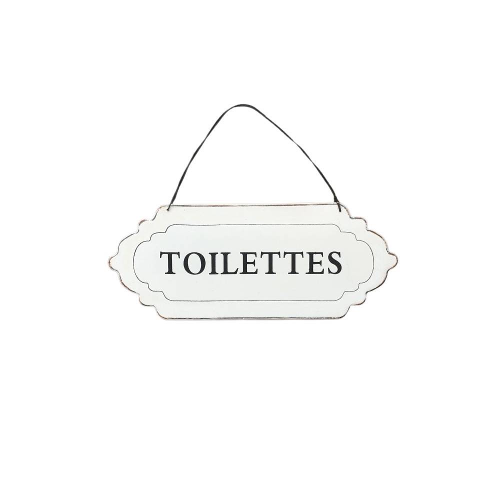 ~ Plaque de porte décorative vintage de toilettes en métal blanc 12x7cm Chemin de campagne - Imagen 1