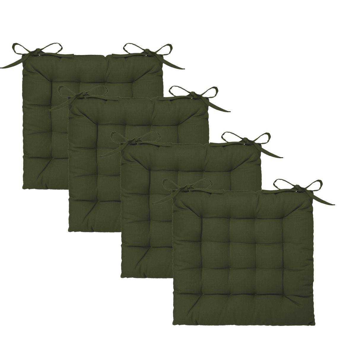 Atmosphera - Lot de 4 Galettes de chaise en Coton Vert kaki 38 x 38 cm - Imagen 1