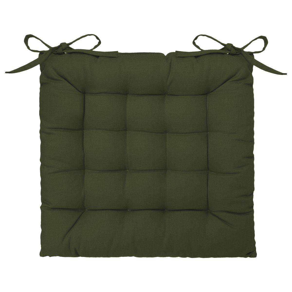 Atmosphera - Lot de 4 Galettes de chaise en Coton Vert kaki 38 x 38 cm - Imagen 3