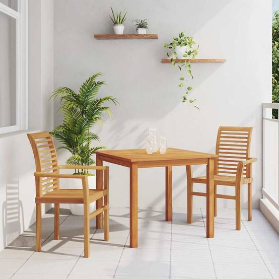 Chaise De Jardin empilable - Fauteuil De Jardin Marron 62,5 x 54,5 x 95,5 cm - Image 2