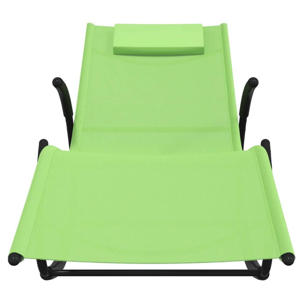 Helloshop26 - Lot de deux chaises longues transat à bascule acier et textilène vert - Imagen 3