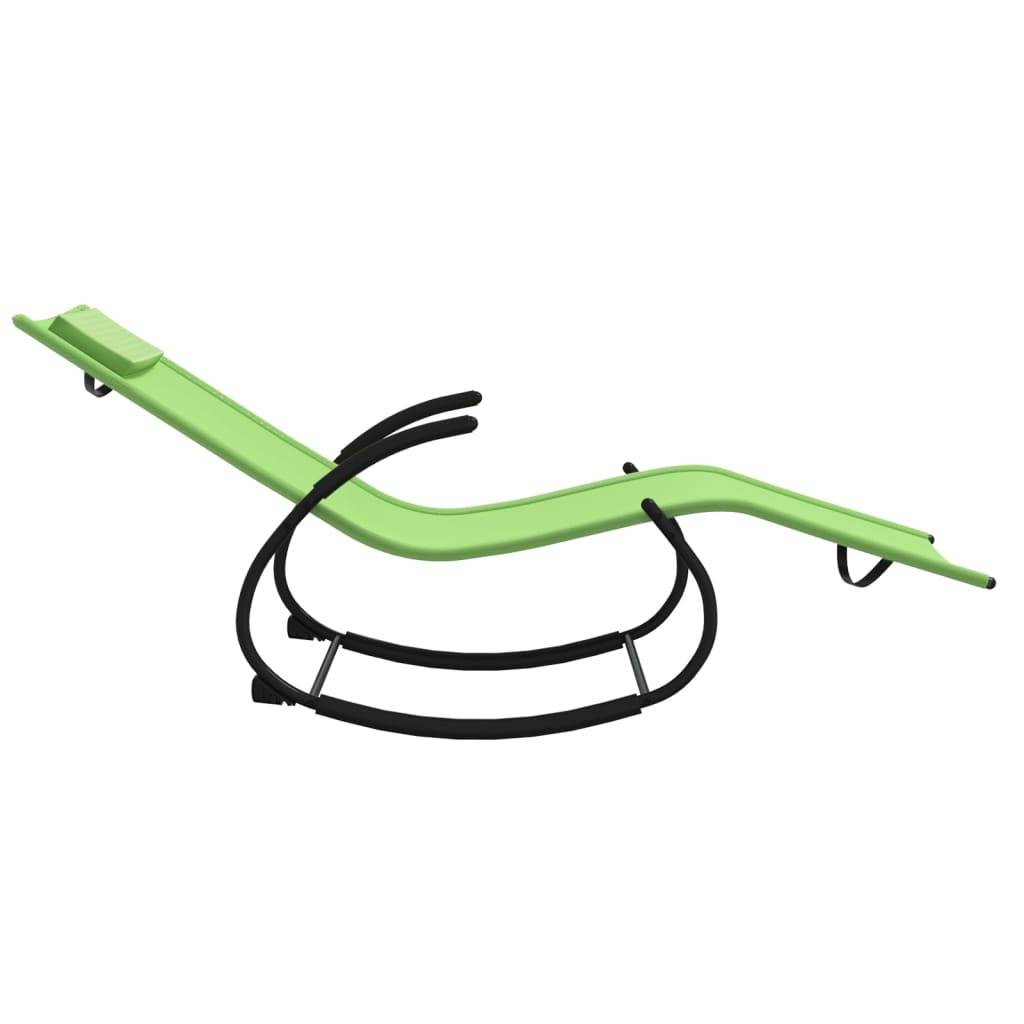 Helloshop26 - Lot de deux chaises longues transat à bascule acier et textilène vert - Imagen 4