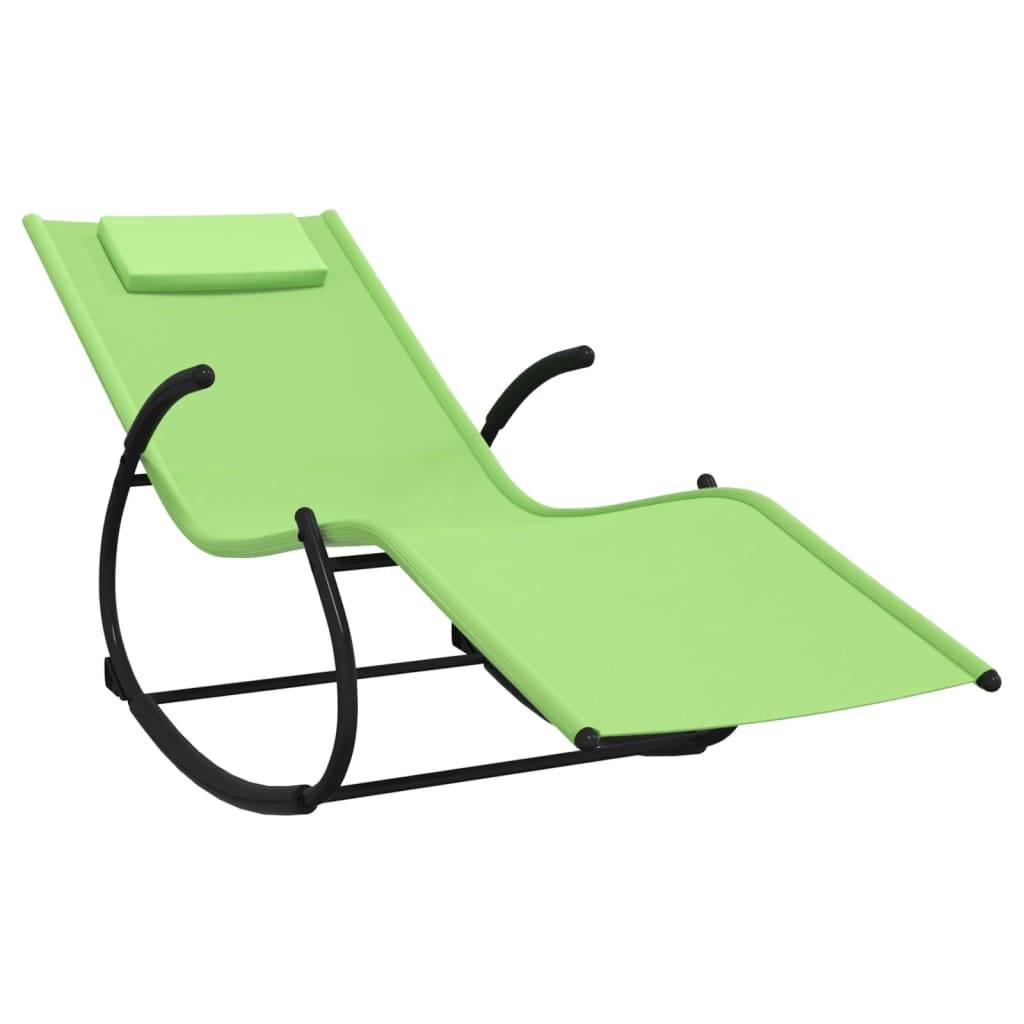 Helloshop26 - Lot de deux chaises longues transat à bascule acier et textilène vert - Imagen 2