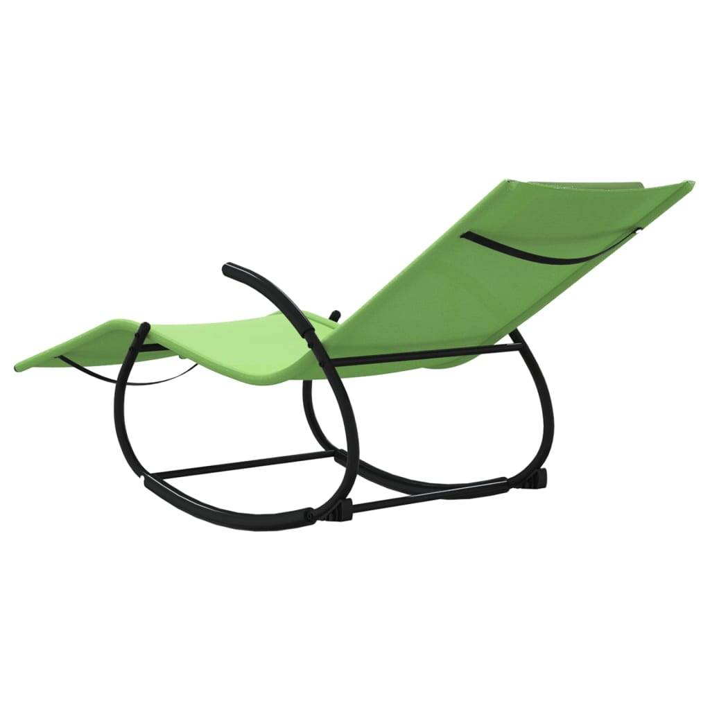 Helloshop26 - Lot de deux chaises longues transat à bascule acier et textilène vert - Imagen 5