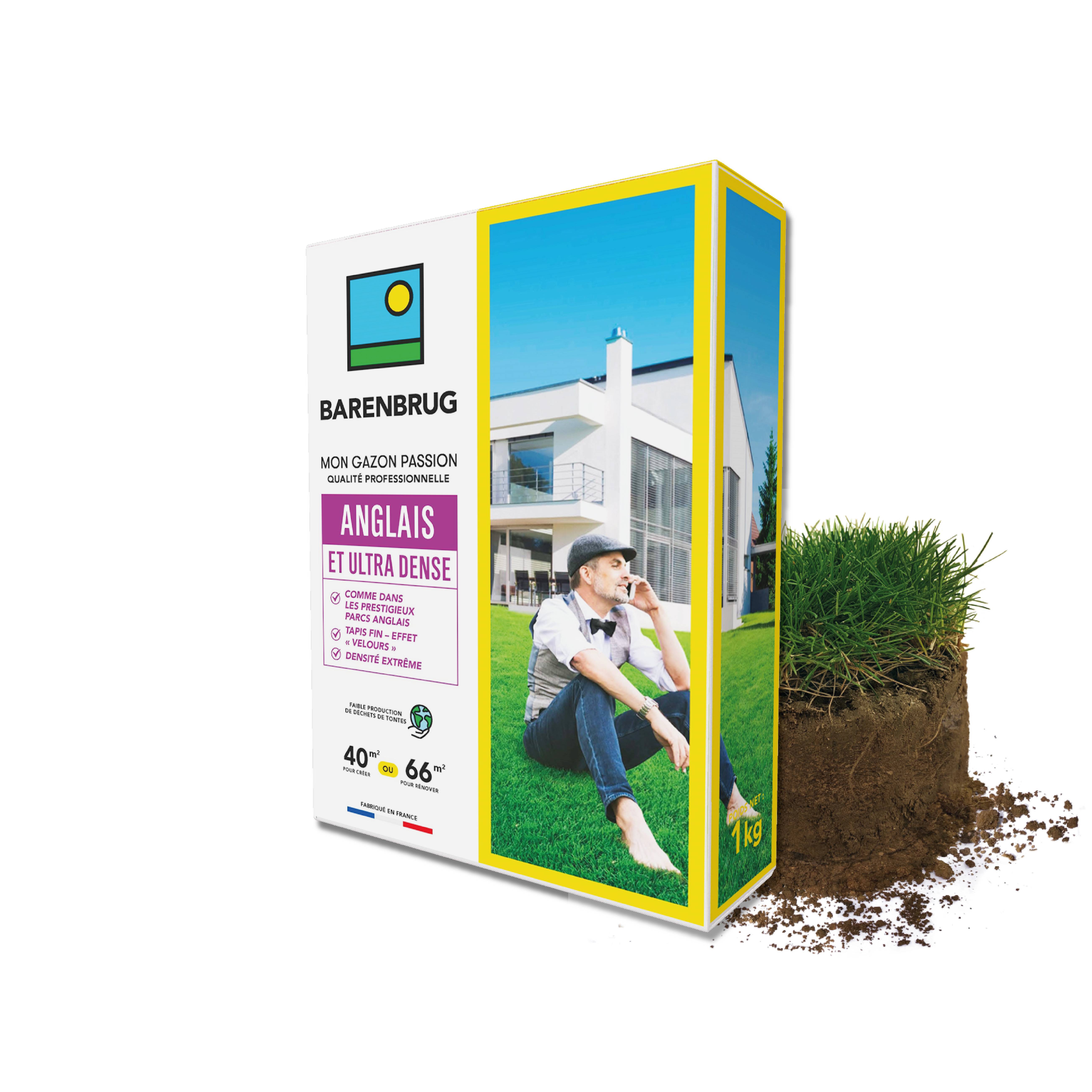 Gazon Anglais et Ultra dense - Aspect Prestigieux Parcs Anglais - Tapis Dense Effet velours - Densité Extrême - 1KG - BARENBRUG - Image 1