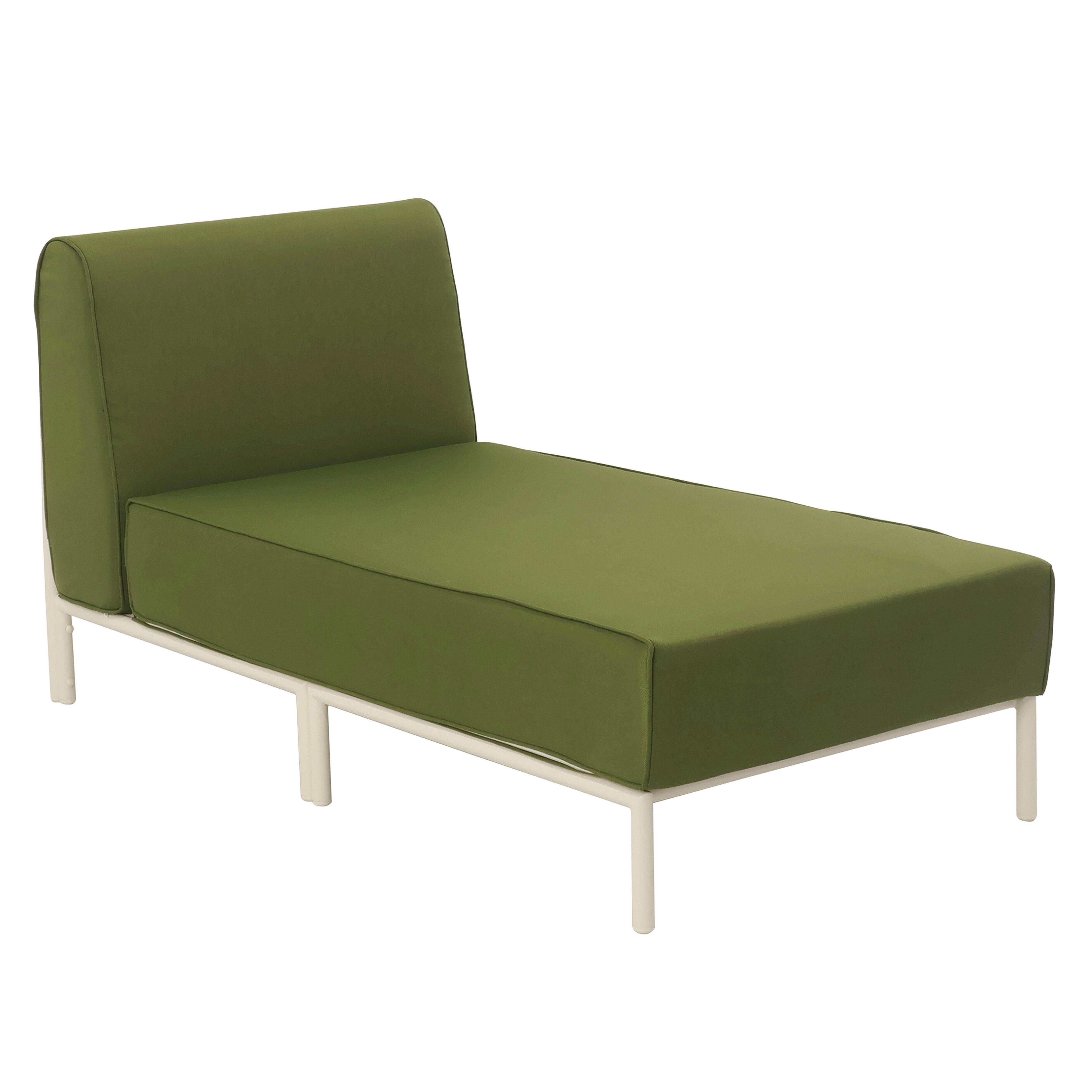 Oviala - Méridienne pour salon de jardin modulable en tissu vert kaki Patio - Oviala