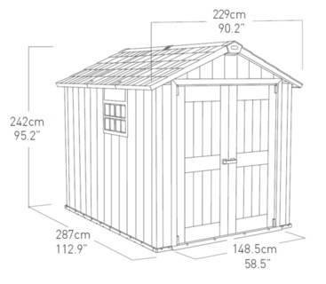 Keter - Abri Jardin Résine "brossium Oakland 759" -  6,6 M² - 229 X 287 X 242 Cm - Gris Brossé - Imagen 8