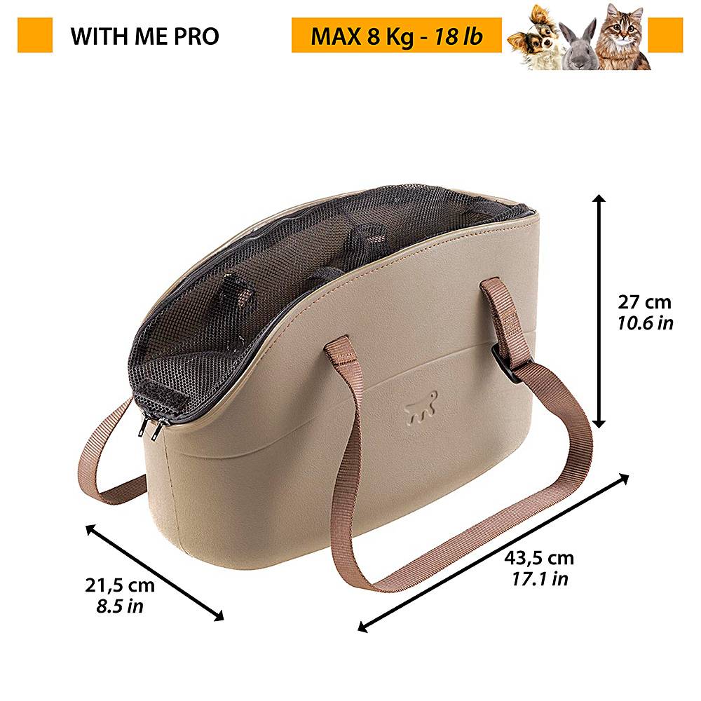 Ferplast - Sac pour Petits Animaux WITH ME PRO max 8 kg, Réseau de Protection et Poignées Réglables - Imagen 2