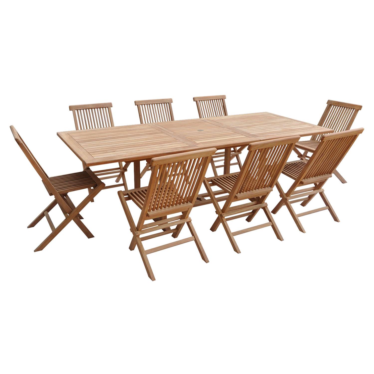Salon de jardin en teck LOMBOK - table rectangulaire extensible - 8 places - HAPPY GARDEN - Imagen 1