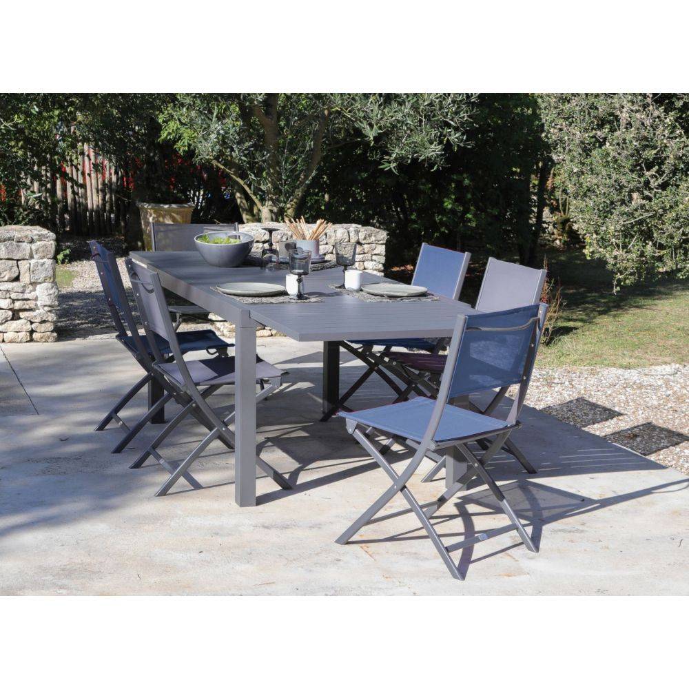 Alize - Chaise pliante en acier et toile Dream (Lot de 4) Graphite, bleu - Imagen 2