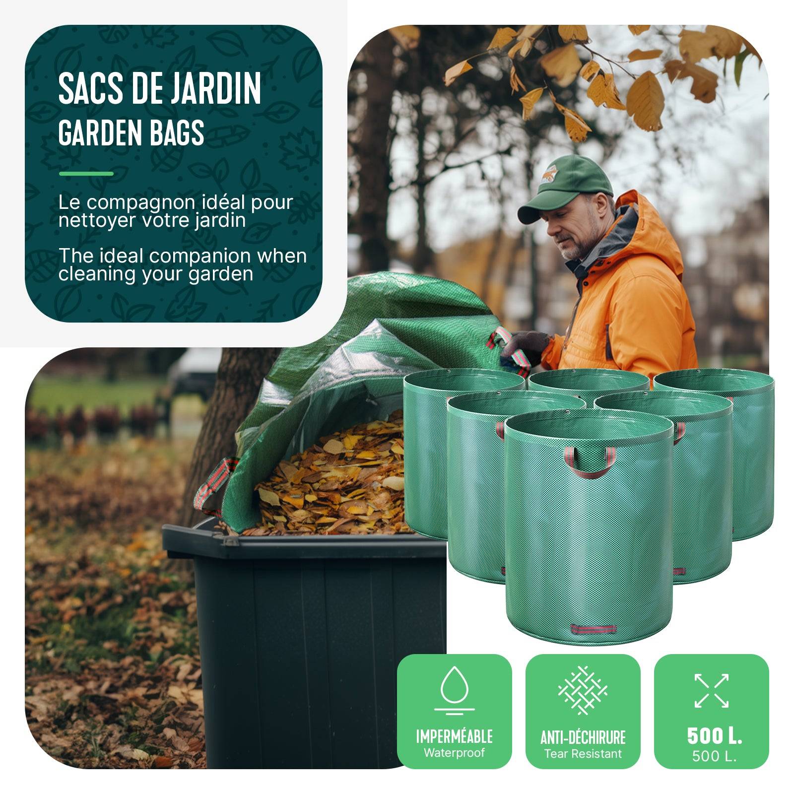 Sac de jardin 500L Lot de 6 sacs Extra Large - Image 7