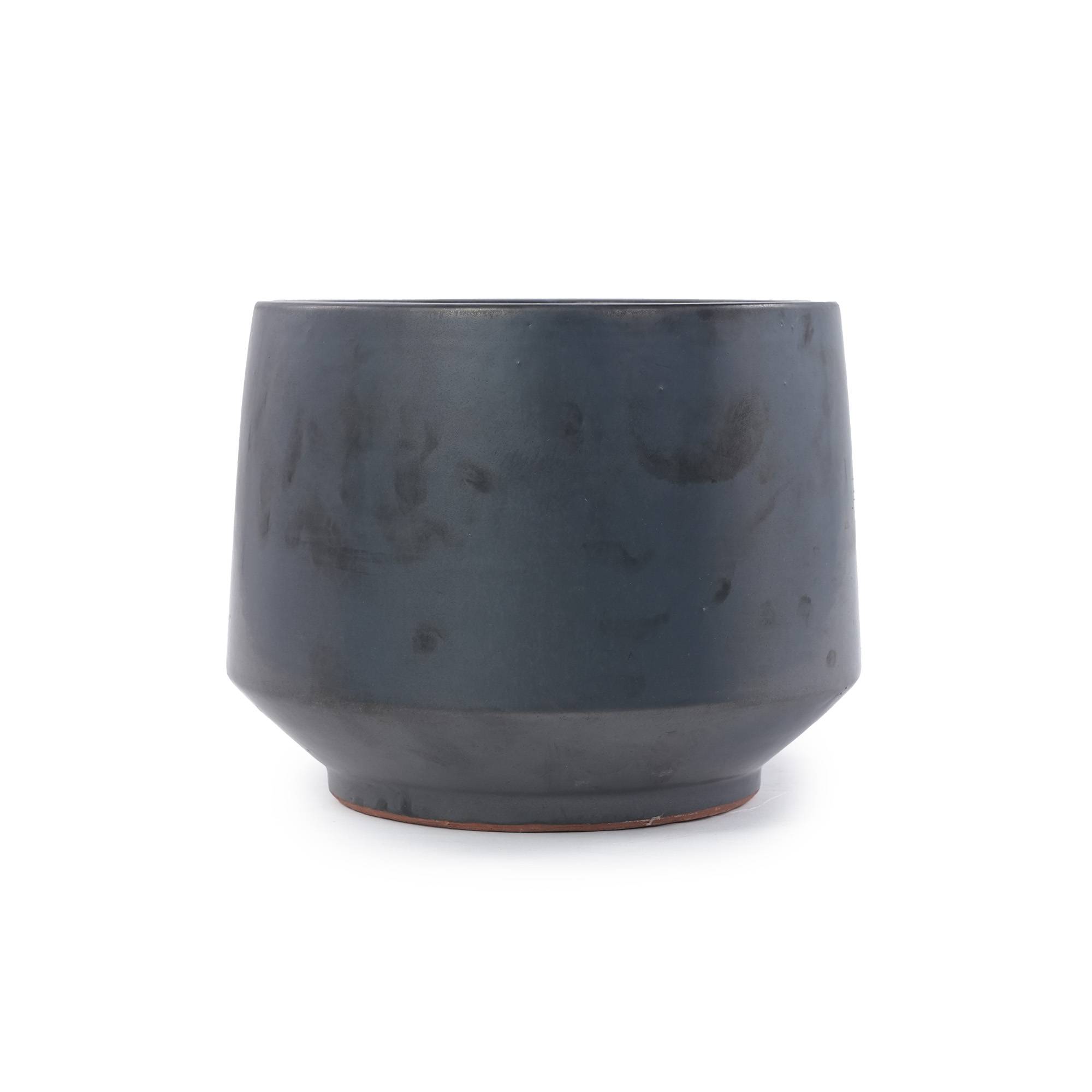 ComfortXL - Pot de fleurs en céramique artisanale intérieur extérieur drainage Ø 34,4 cm noir mat - ComfortXL Outdoor Living - Image 5